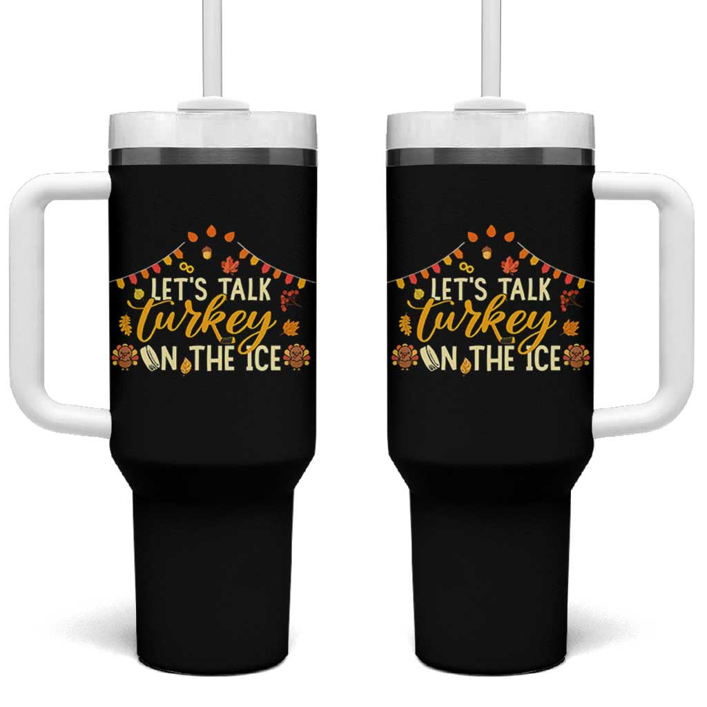Funny Thanksgiving Ice Hockey Gift Tumbler With Handle Lets Talk Turkey On The Ice - Wonder Print Shop