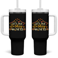 Funny Thanksgiving Ice Hockey Gift Tumbler With Handle Lets Talk Turkey On The Ice - Wonder Print Shop