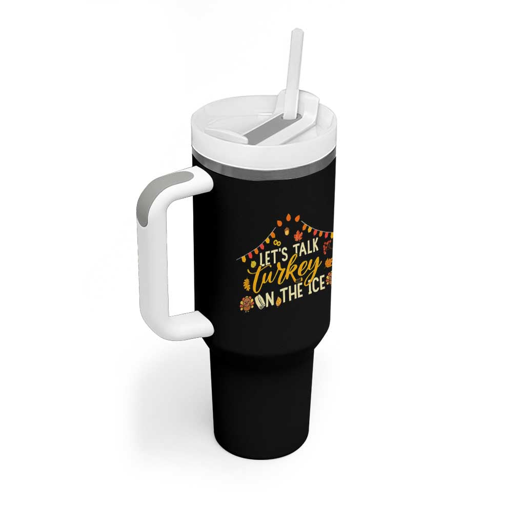 Funny Thanksgiving Ice Hockey Gift Tumbler With Handle Lets Talk Turkey On The Ice - Wonder Print Shop