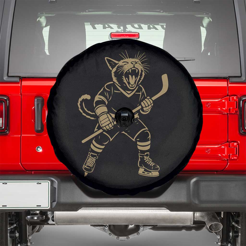 Vintage Cat Playing Hockey Spare Tire Cover Kitten Lover Player Gift - Wonder Print Shop