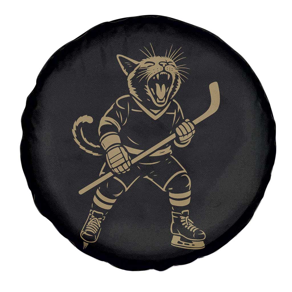 Vintage Cat Playing Hockey Spare Tire Cover Kitten Lover Player Gift - Wonder Print Shop