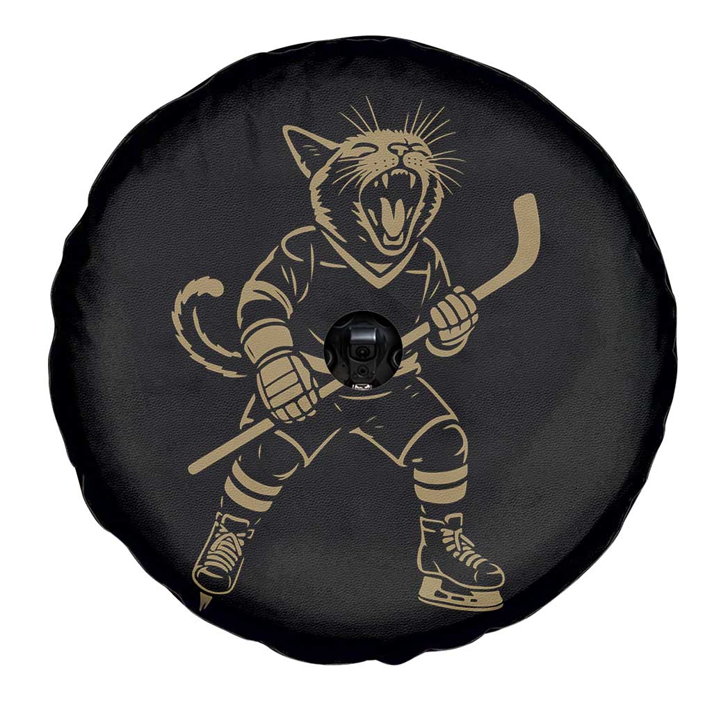 Vintage Cat Playing Hockey Spare Tire Cover Kitten Lover Player Gift - Wonder Print Shop