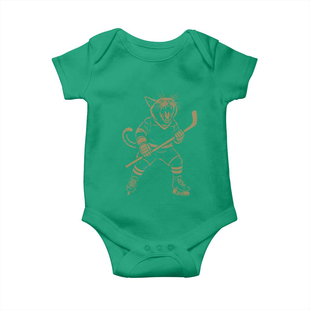 Vintage Cat Playing Hockey Baby Onesie Kitten Lover Player Gift - Wonder Print Shop