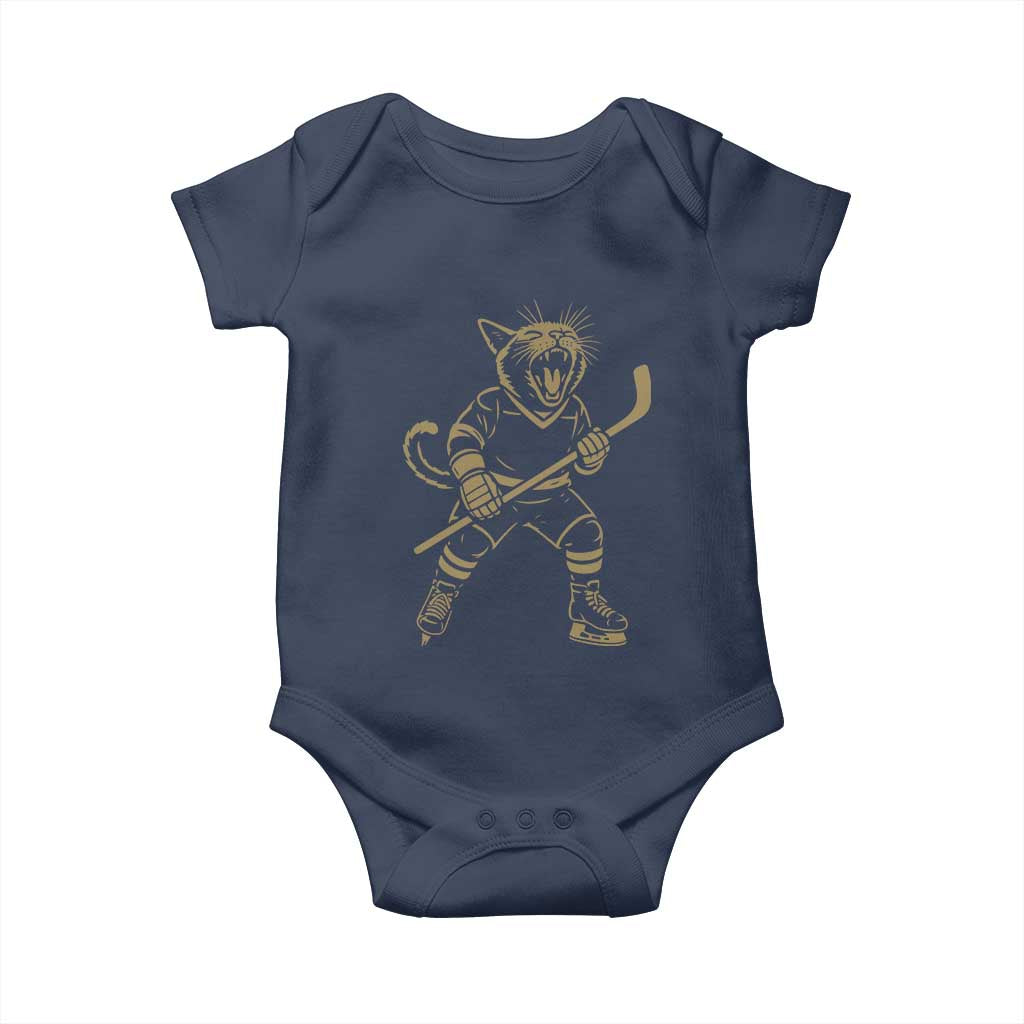 Vintage Cat Playing Hockey Baby Onesie Kitten Lover Player Gift - Wonder Print Shop