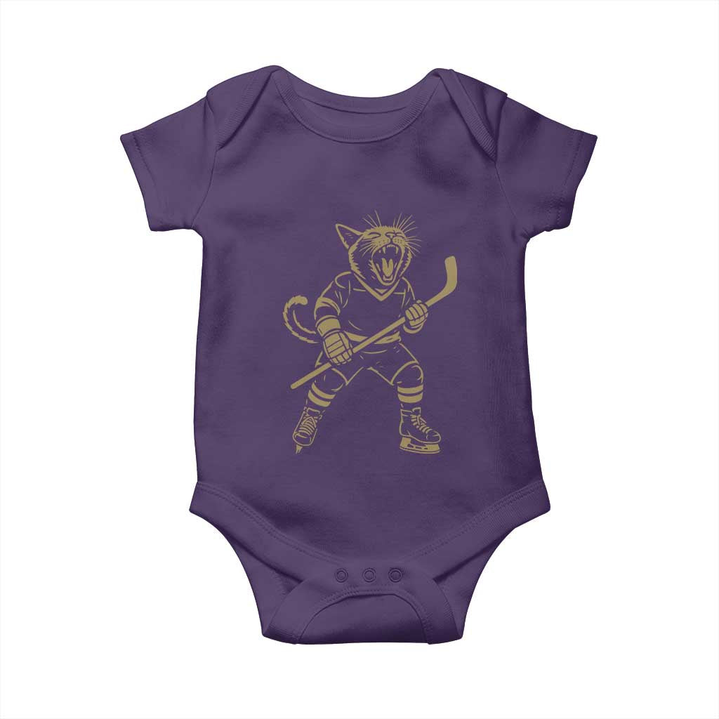 Vintage Cat Playing Hockey Baby Onesie Kitten Lover Player Gift - Wonder Print Shop