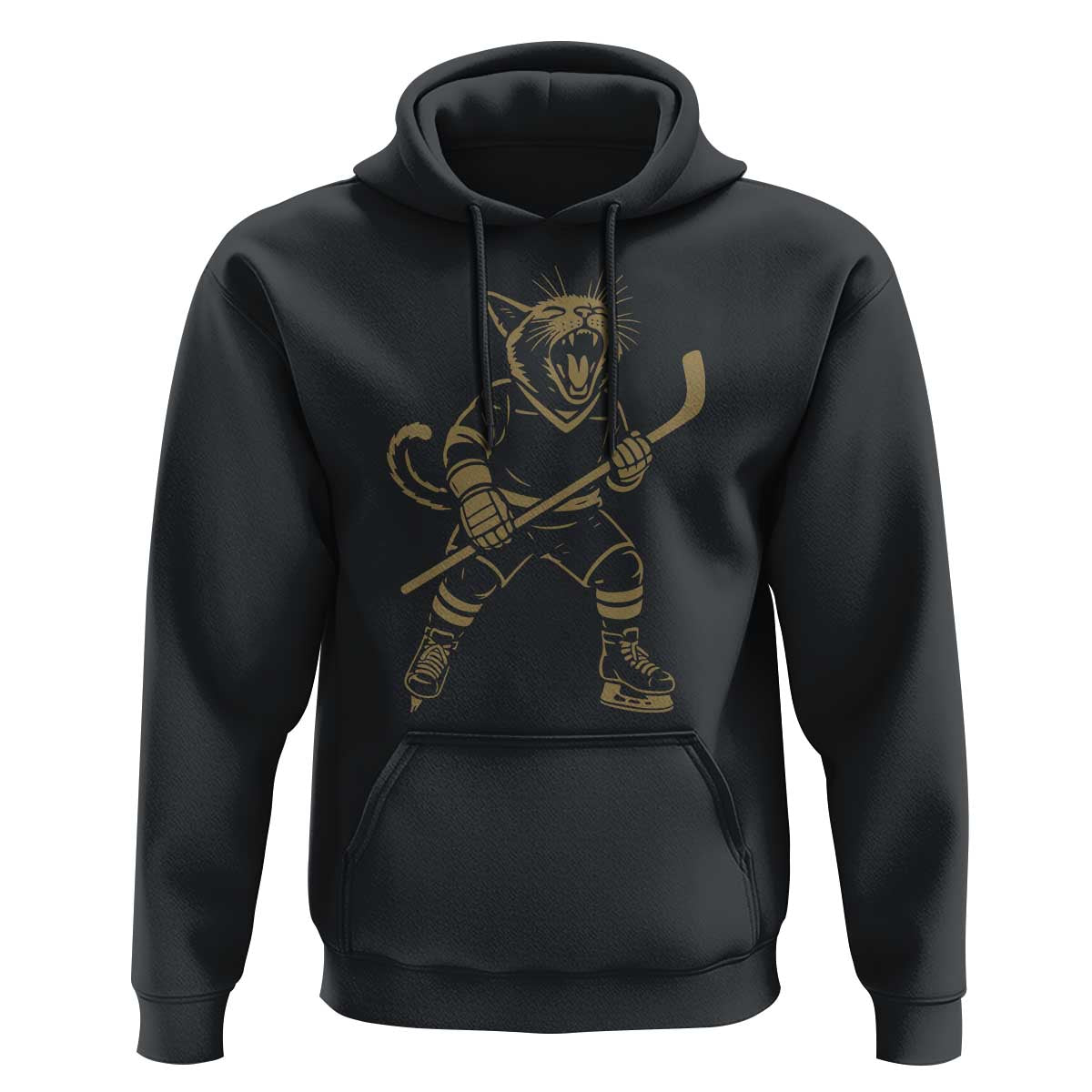 Vintage Cat Playing Hockey Hoodie Kitten Lover Player Gift - Wonder Print Shop