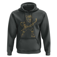 Vintage Cat Playing Hockey Hoodie Kitten Lover Player Gift - Wonder Print Shop