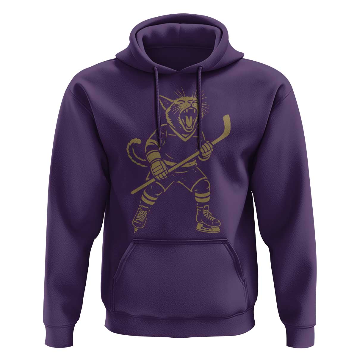 Vintage Cat Playing Hockey Hoodie Kitten Lover Player Gift - Wonder Print Shop