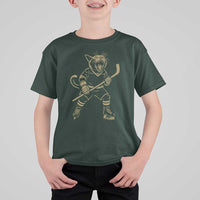 Vintage Cat Playing Hockey T Shirt For Kid Kitten Lover Player Gift - Wonder Print Shop