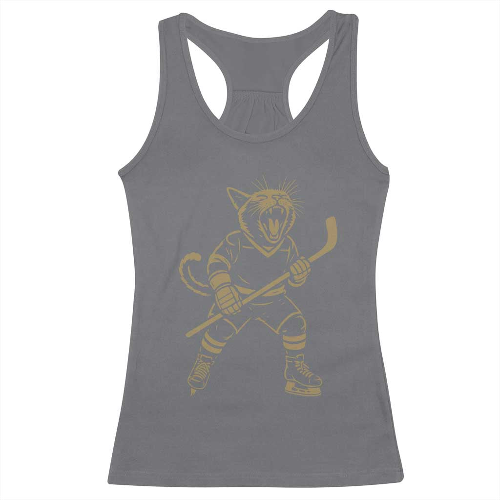 Vintage Cat Playing Hockey Racerback Tank Top Kitten Lover Player Gift - Wonder Print Shop