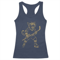 Vintage Cat Playing Hockey Racerback Tank Top Kitten Lover Player Gift - Wonder Print Shop