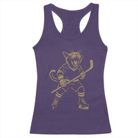 Vintage Cat Playing Hockey Racerback Tank Top Kitten Lover Player Gift - Wonder Print Shop