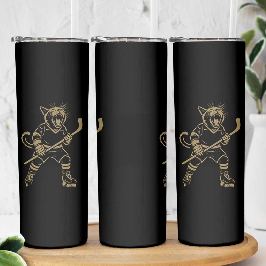 Vintage Cat Playing Hockey Skinny Tumbler Kitten Lover Player Gift - Wonder Print Shop