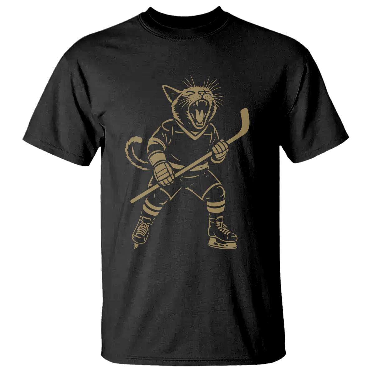 Vintage Cat Playing Hockey T Shirt Kitten Lover Player Gift - Wonder Print Shop