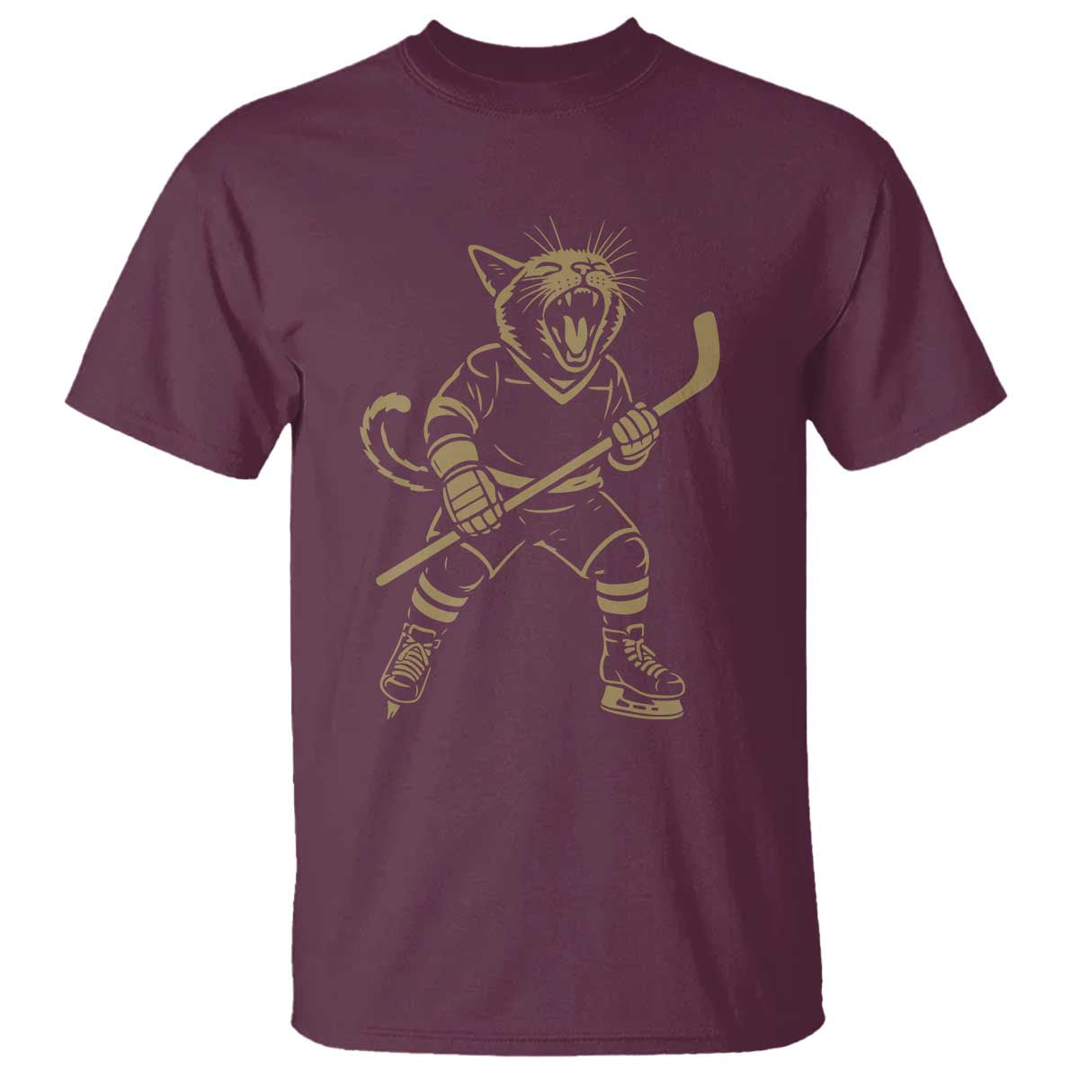 Vintage Cat Playing Hockey T Shirt Kitten Lover Player Gift - Wonder Print Shop