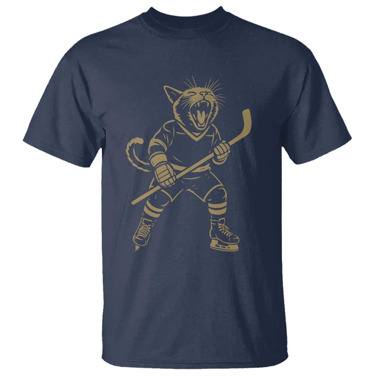 Vintage Cat Playing Hockey T Shirt Kitten Lover Player Gift - Wonder Print Shop