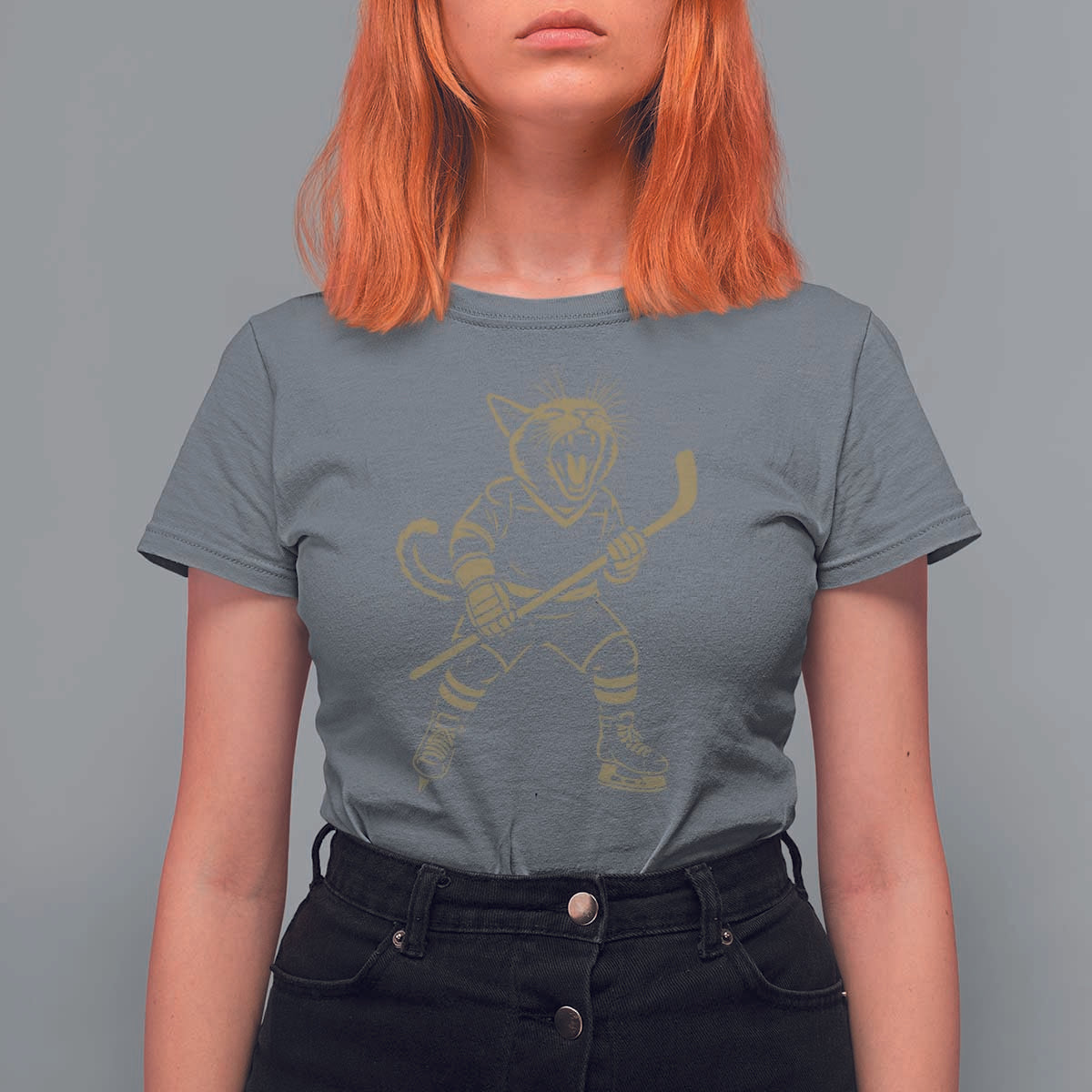 Vintage Cat Playing Hockey T Shirt For Women Kitten Lover Player Gift - Wonder Print Shop