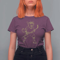 Vintage Cat Playing Hockey T Shirt For Women Kitten Lover Player Gift - Wonder Print Shop