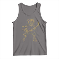 Vintage Cat Playing Hockey Tank Top Kitten Lover Player Gift - Wonder Print Shop