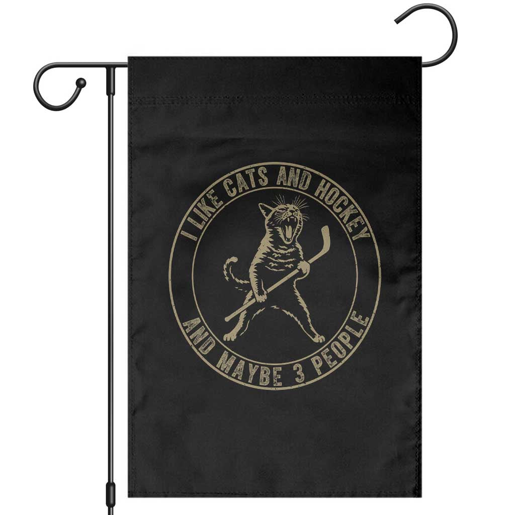 Vintage I Like Cats And Hockey And Maybe Three People Funny Gift Garden Flag - Wonder Print Shop