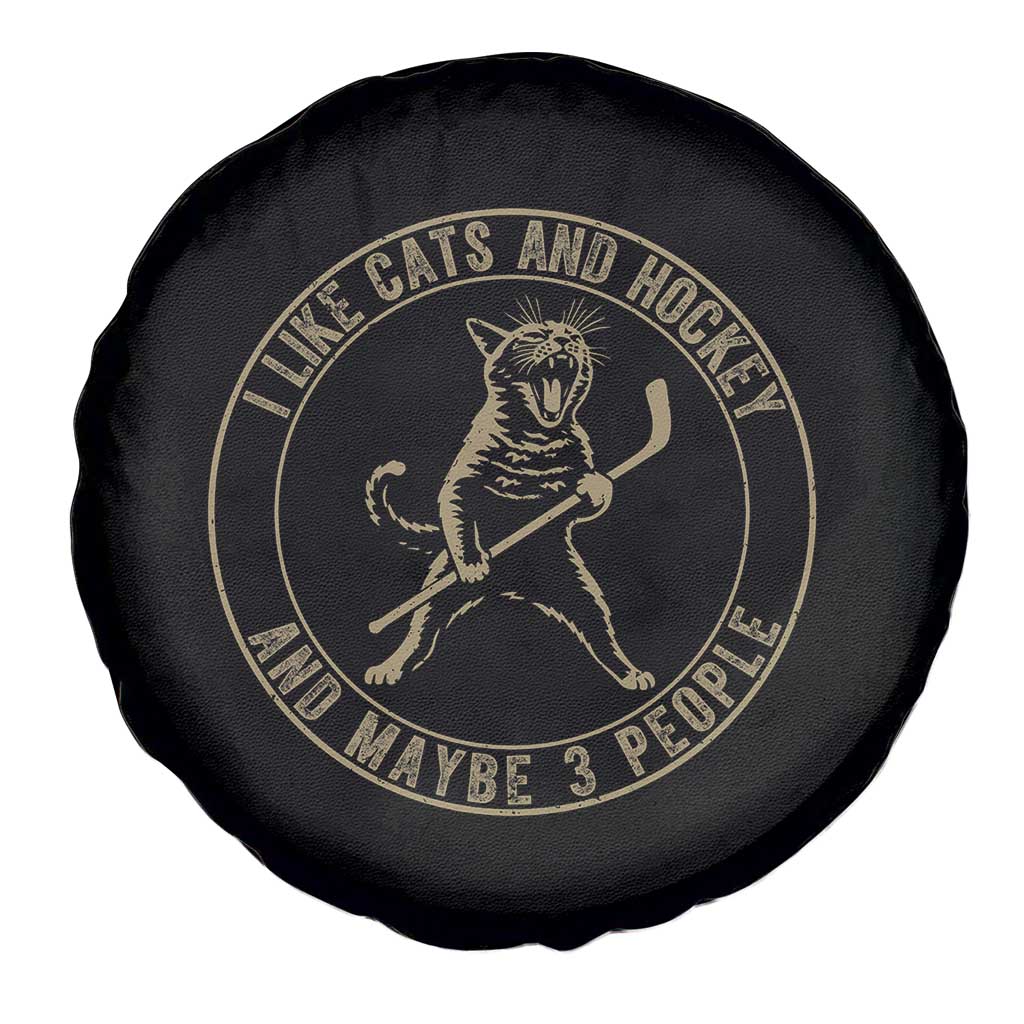 Vintage I Like Cats And Hockey And Maybe Three People Funny Gift Spare Tire Cover - Wonder Print Shop