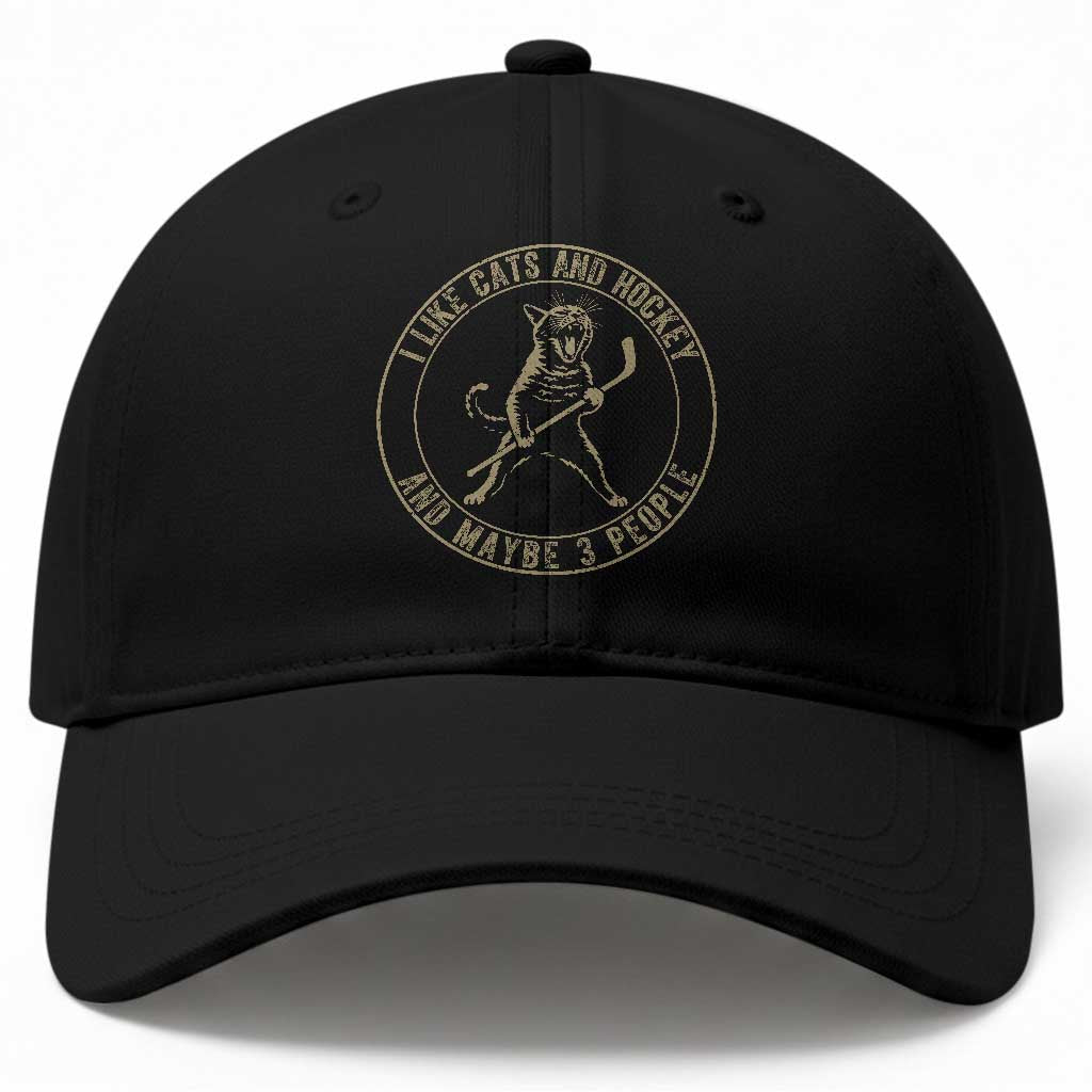 Vintage I Like Cats And Hockey And Maybe Three People Funny Gift Baseball Cap