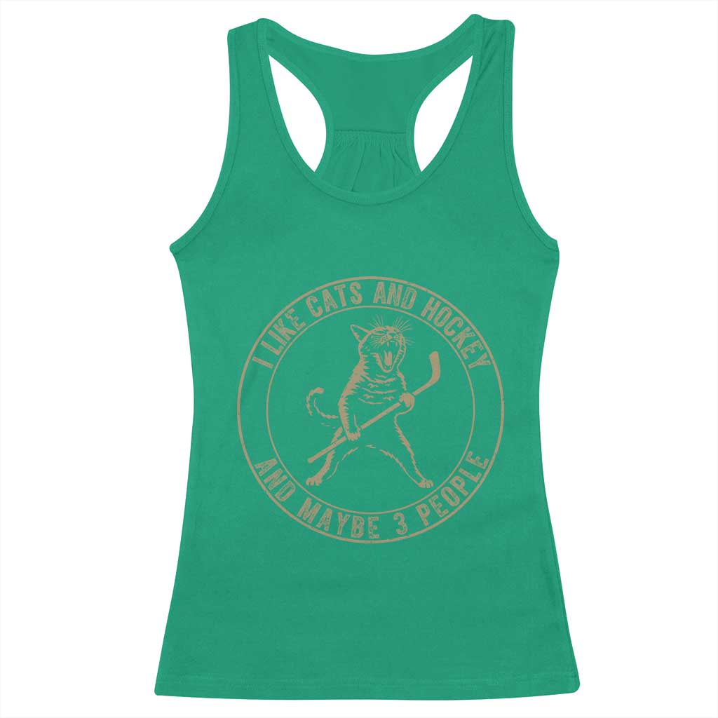 Vintage I Like Cats And Hockey And Maybe Three People Funny Gift Racerback Tank Top - Wonder Print Shop