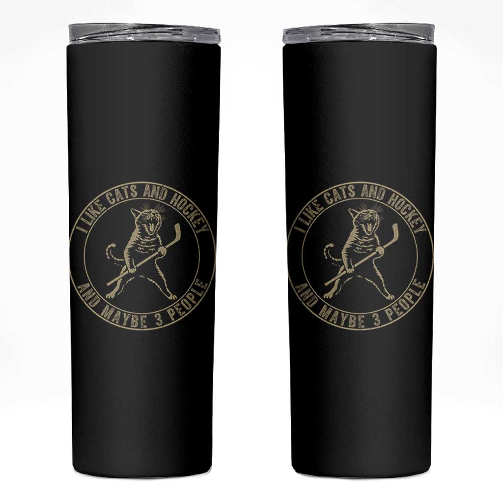 Vintage I Like Cats And Hockey And Maybe Three People Funny Gift Skinny Tumbler - Wonder Print Shop
