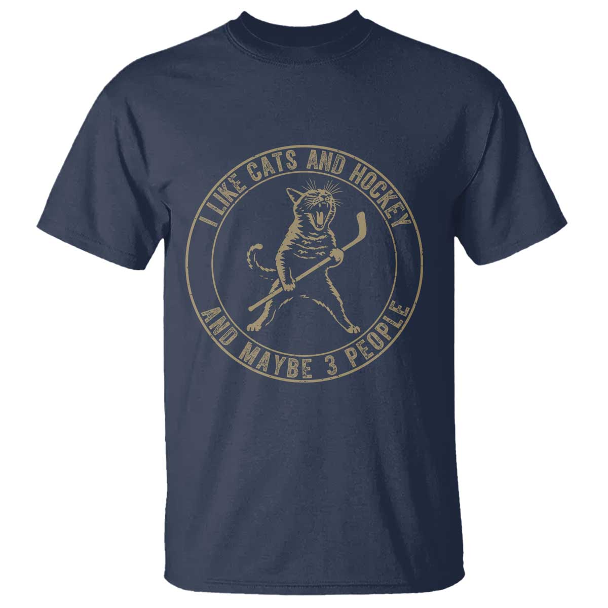 Vintage I Like Cats And Hockey And Maybe Three People Funny Gift T Shirt - Wonder Print Shop