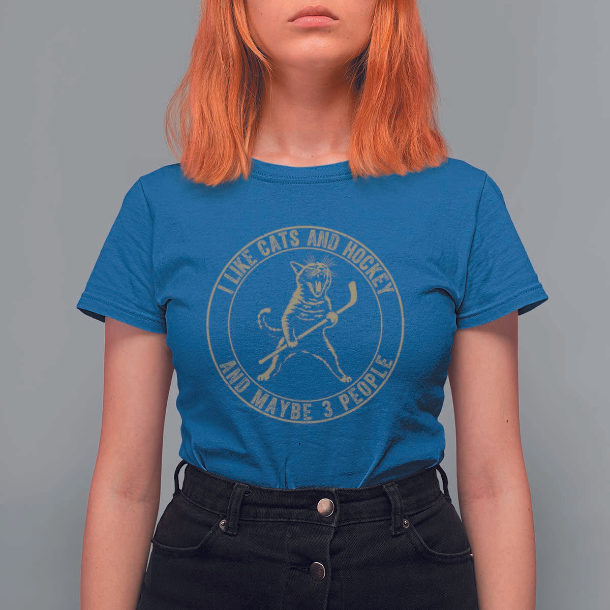 Vintage I Like Cats And Hockey And Maybe Three People Funny Gift T Shirt For Women - Wonder Print Shop
