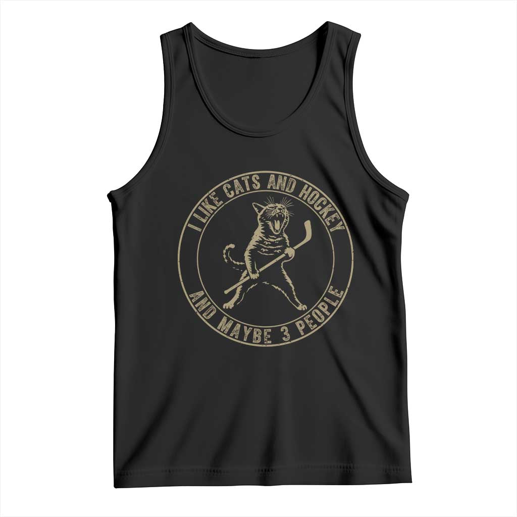 Vintage I Like Cats And Hockey And Maybe Three People Funny Gift Tank Top - Wonder Print Shop