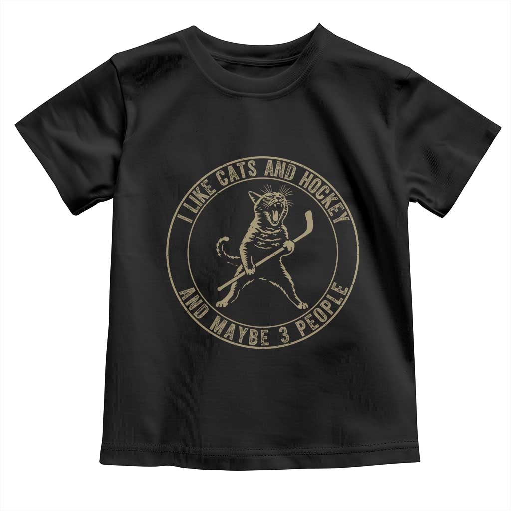 Vintage I Like Cats And Hockey And Maybe Three People Funny Gift Toddler T Shirt - Wonder Print Shop