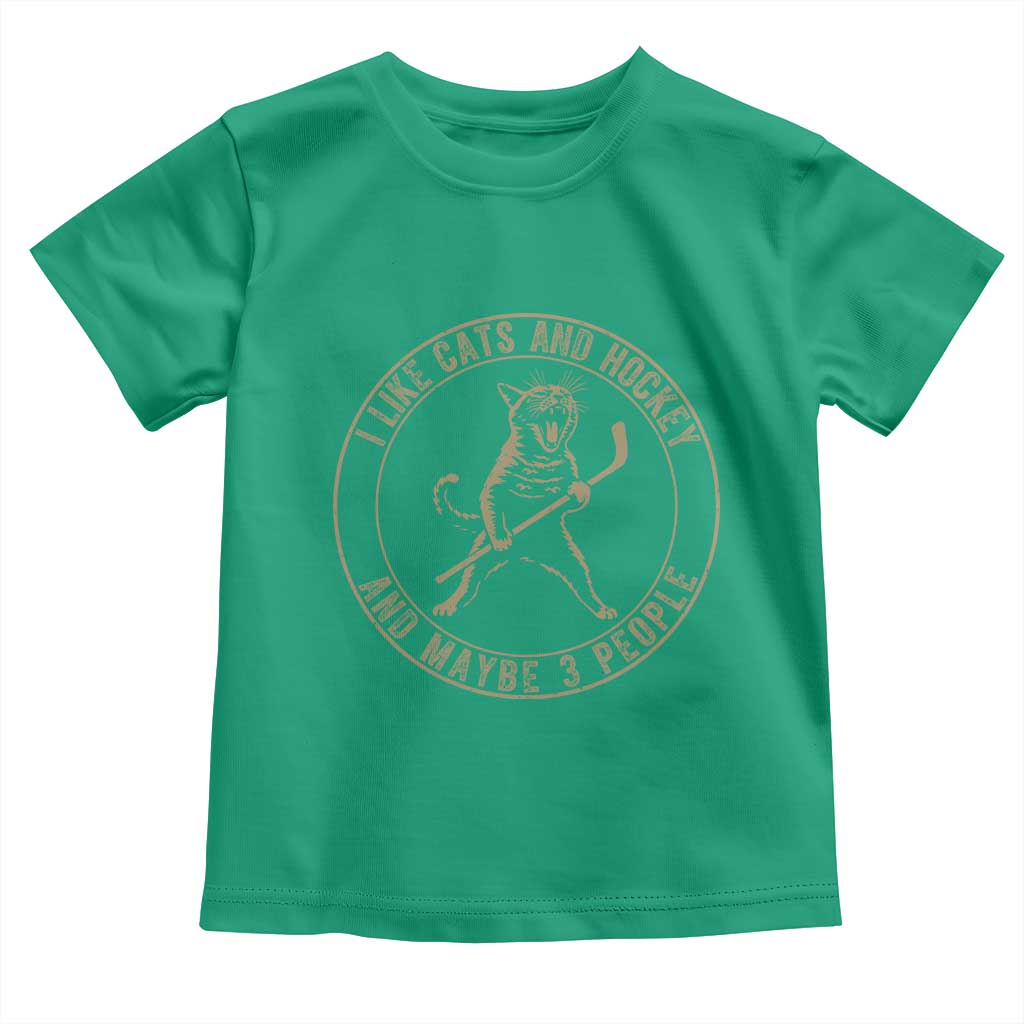 Vintage I Like Cats And Hockey And Maybe Three People Funny Gift Toddler T Shirt - Wonder Print Shop