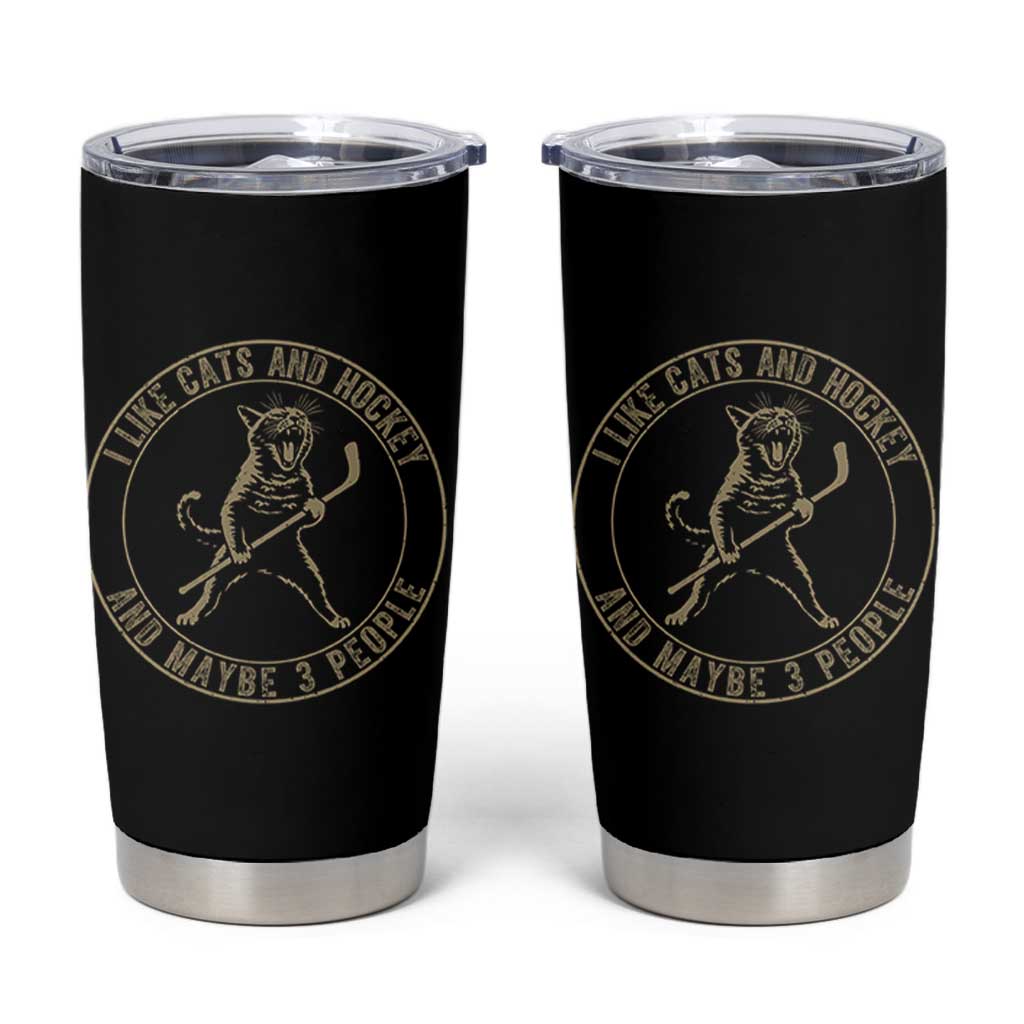 Vintage I Like Cats And Hockey And Maybe Three People Funny Gift Tumbler Cup - Wonder Print Shop