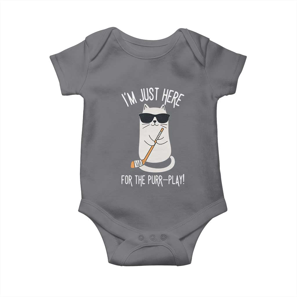 Im Just Here For The Purr Play Baby Onesie Funny Cat Hockey Gift - Wonder Print Shop