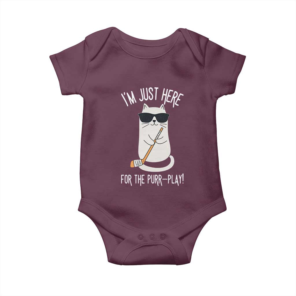 Im Just Here For The Purr Play Baby Onesie Funny Cat Hockey Gift - Wonder Print Shop