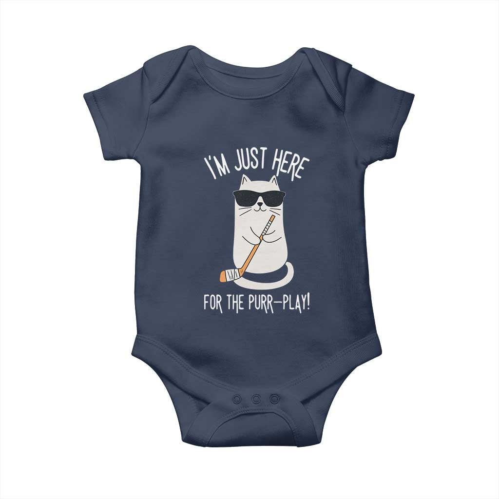 Im Just Here For The Purr Play Baby Onesie Funny Cat Hockey Gift - Wonder Print Shop