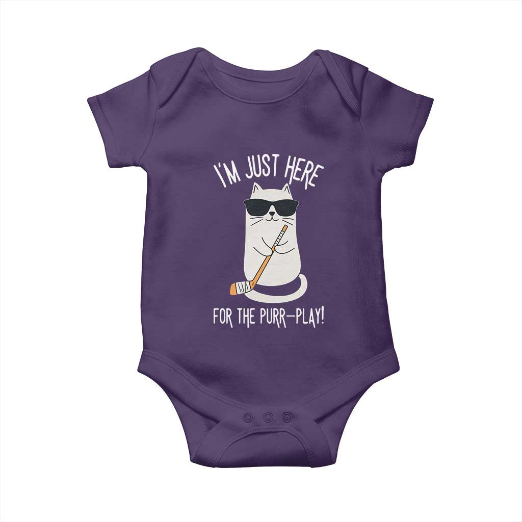Im Just Here For The Purr Play Baby Onesie Funny Cat Hockey Gift - Wonder Print Shop