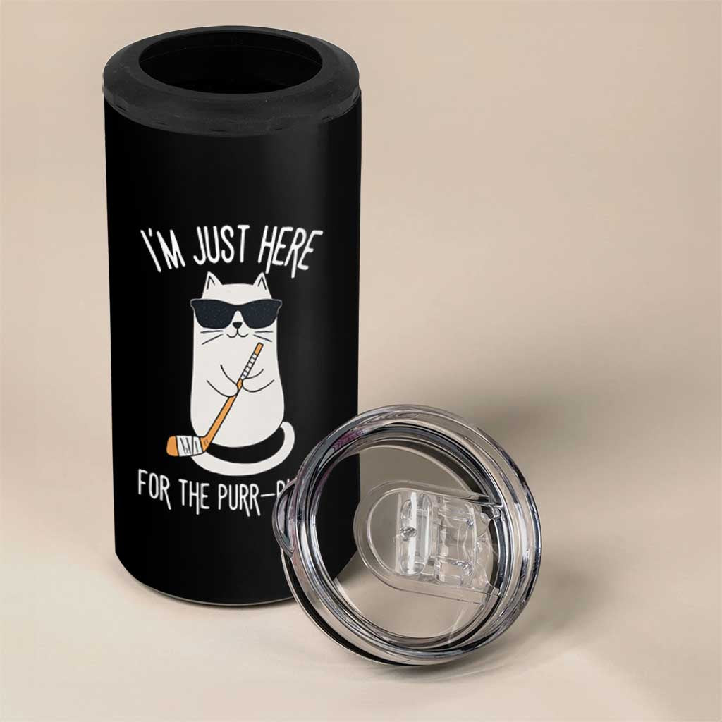 Im Just Here For The Purr Play 4 in 1 Can Cooler Tumbler Funny Cat Hockey Gift - Wonder Print Shop