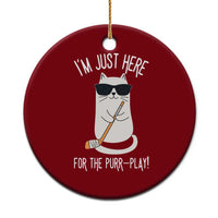 Im Just Here For The Purr Play Ceramic Ornament Funny Cat Hockey Gift - Wonder Print Shop