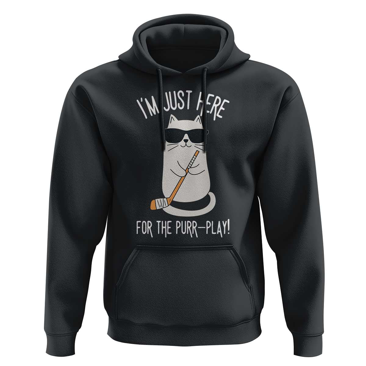Im Just Here For The Purr Play Hoodie Funny Cat Hockey Gift - Wonder Print Shop