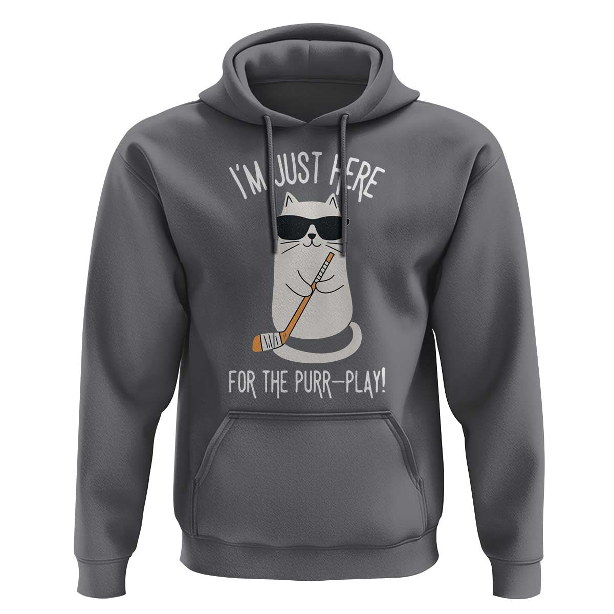 Im Just Here For The Purr Play Hoodie Funny Cat Hockey Gift - Wonder Print Shop