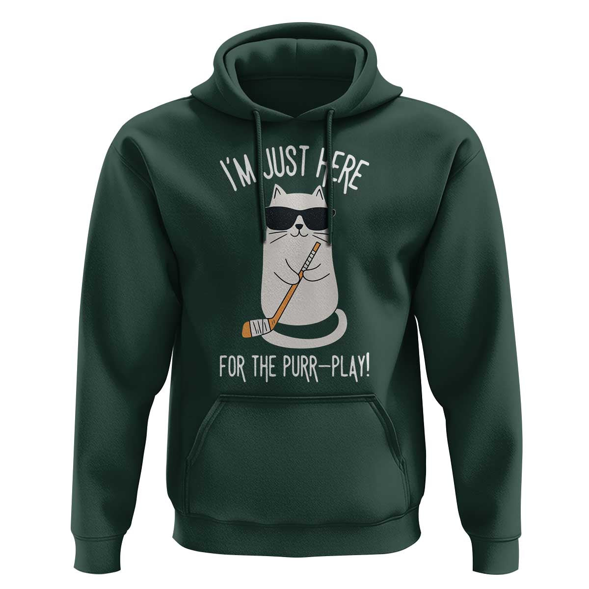 Im Just Here For The Purr Play Hoodie Funny Cat Hockey Gift - Wonder Print Shop