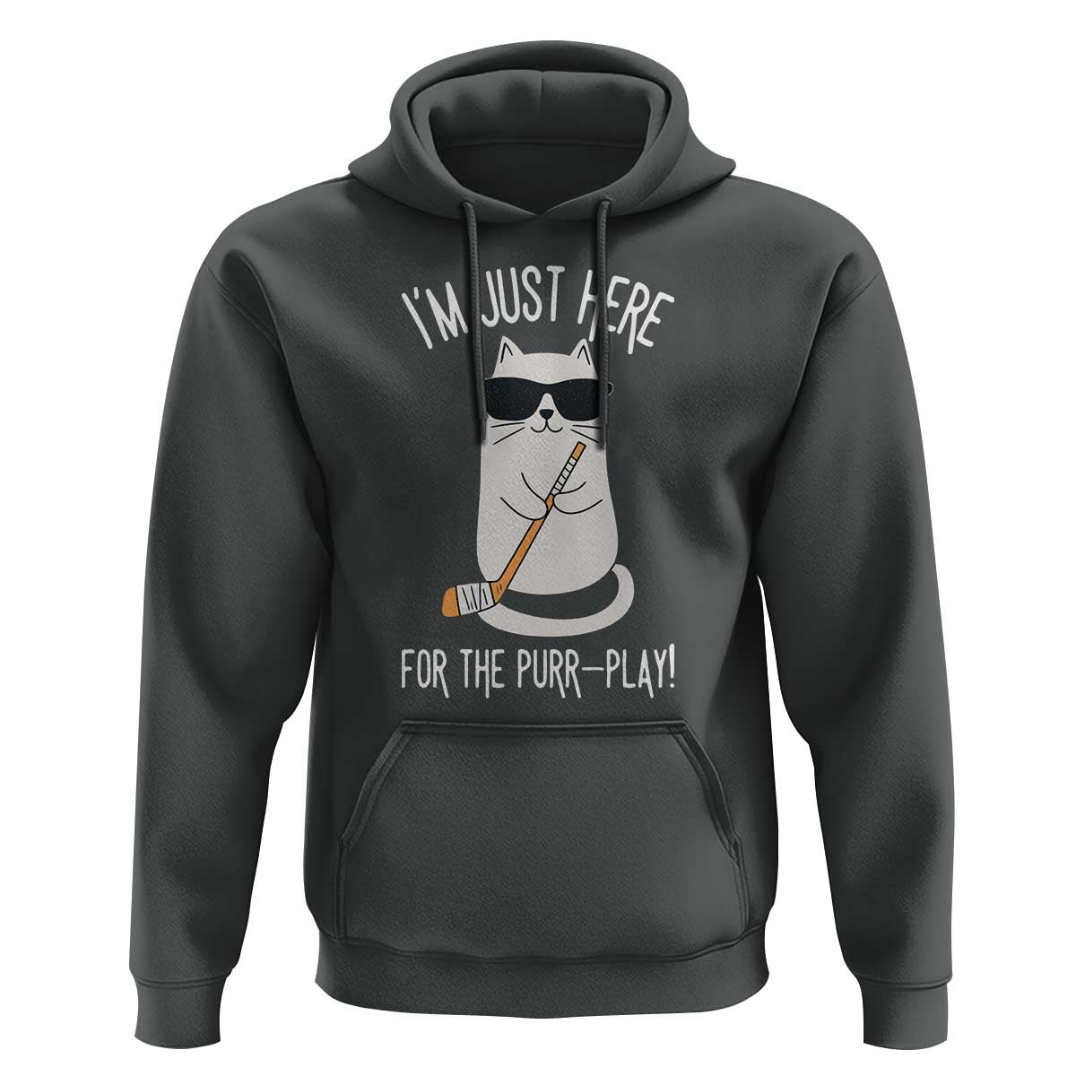 Im Just Here For The Purr Play Hoodie Funny Cat Hockey Gift - Wonder Print Shop