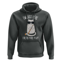 Im Just Here For The Purr Play Hoodie Funny Cat Hockey Gift - Wonder Print Shop