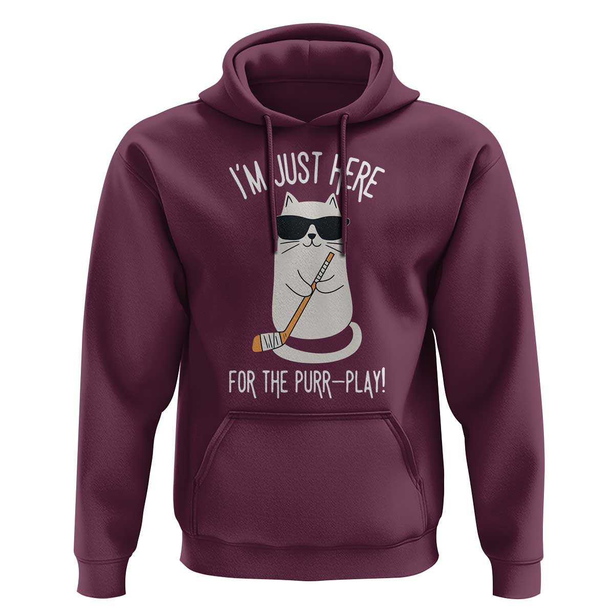 Im Just Here For The Purr Play Hoodie Funny Cat Hockey Gift - Wonder Print Shop