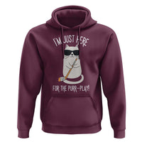 Im Just Here For The Purr Play Hoodie Funny Cat Hockey Gift - Wonder Print Shop