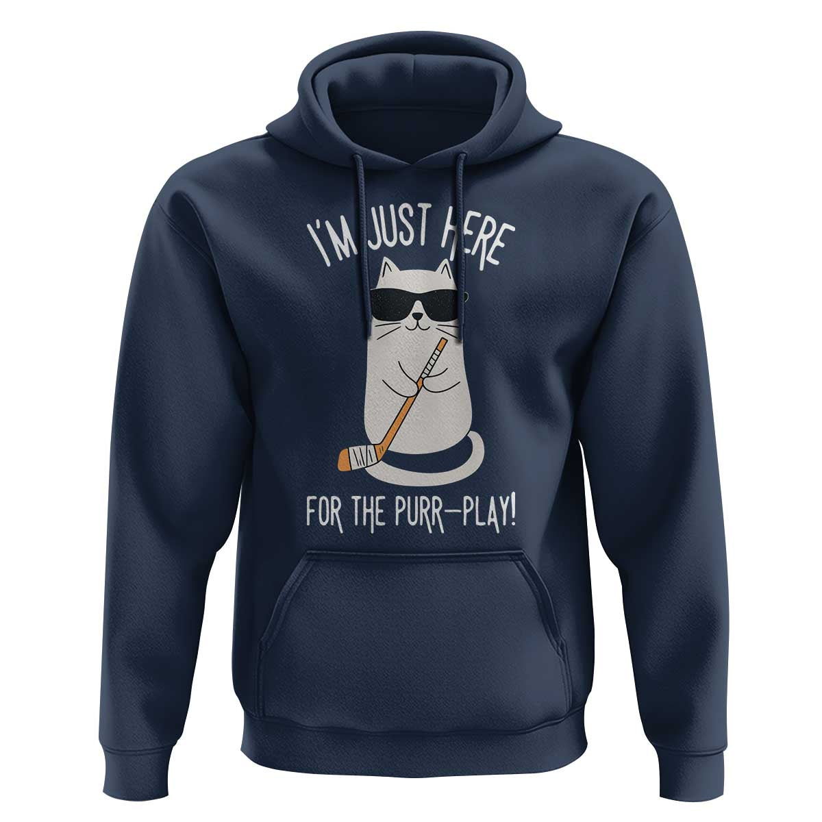 Im Just Here For The Purr Play Hoodie Funny Cat Hockey Gift - Wonder Print Shop