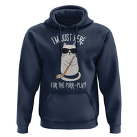 Im Just Here For The Purr Play Hoodie Funny Cat Hockey Gift - Wonder Print Shop
