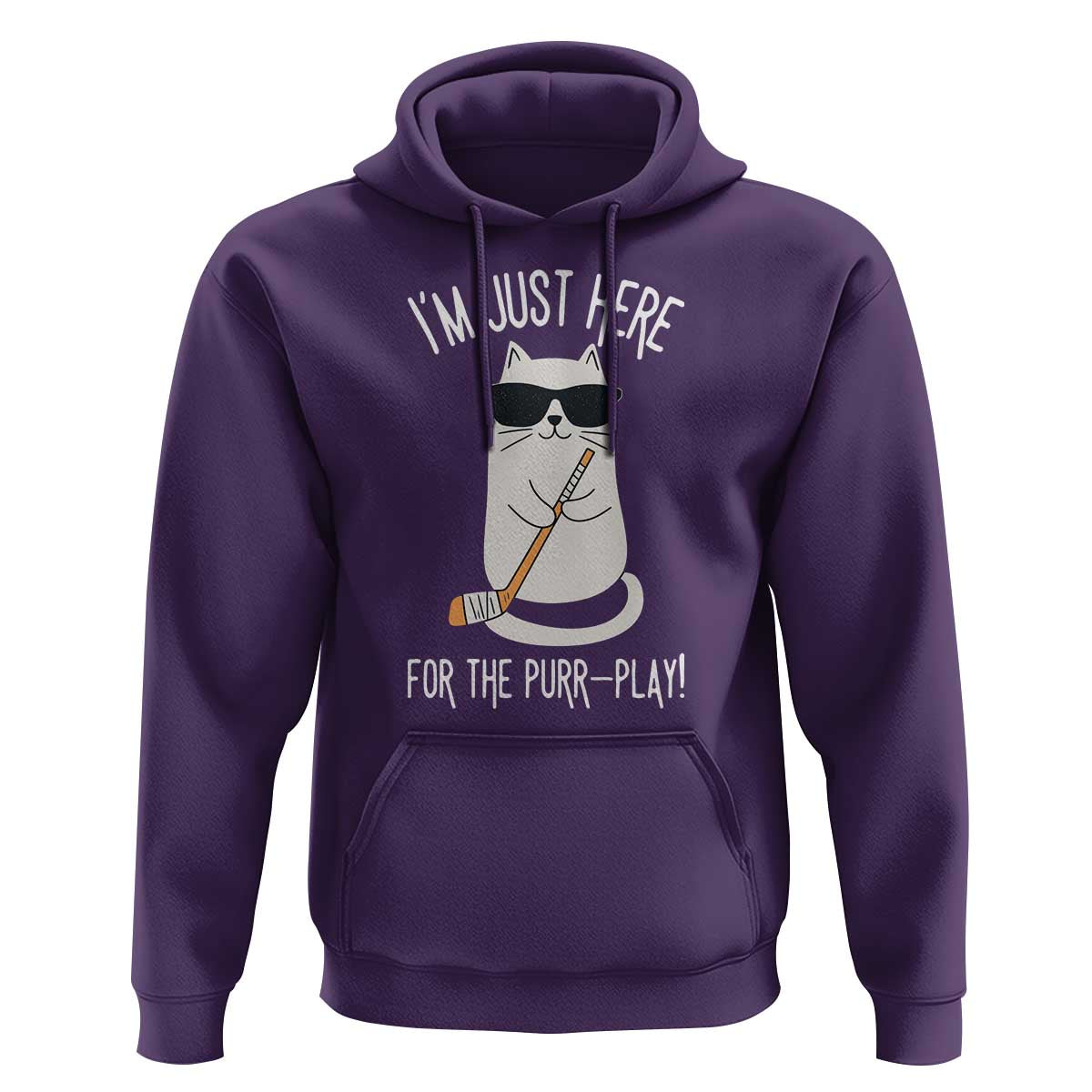 Im Just Here For The Purr Play Hoodie Funny Cat Hockey Gift - Wonder Print Shop